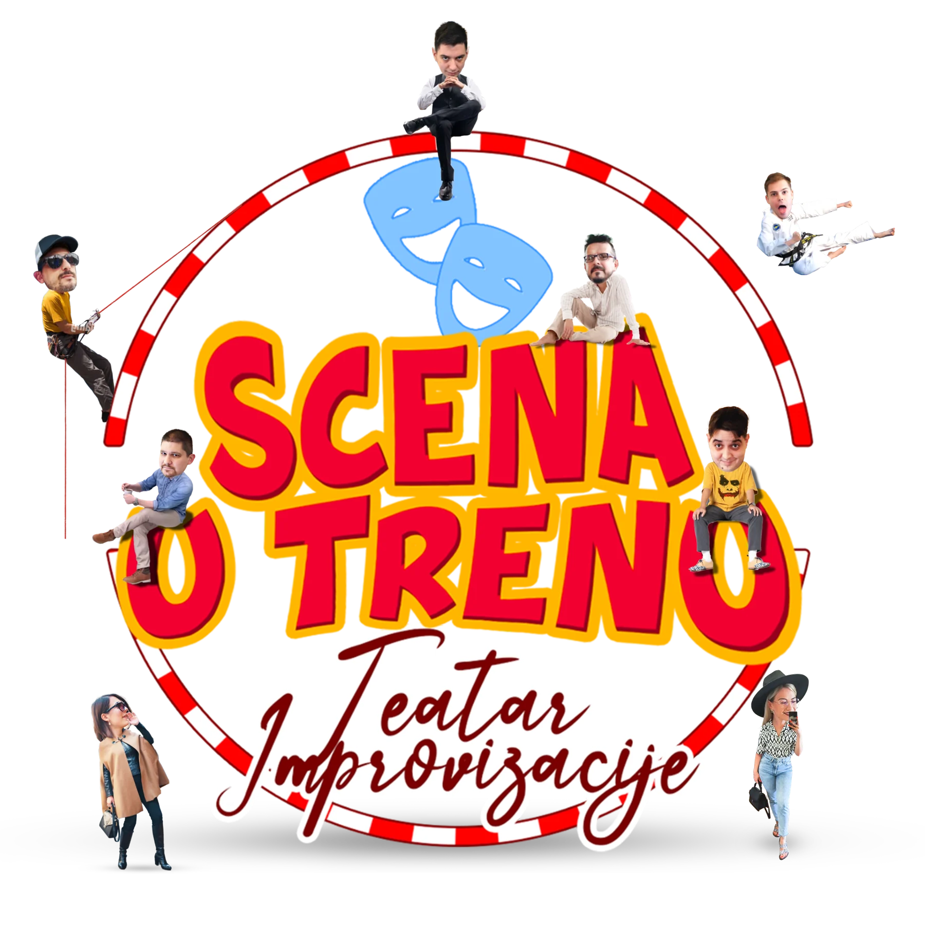 Scena u Trenu logo with cast members around it